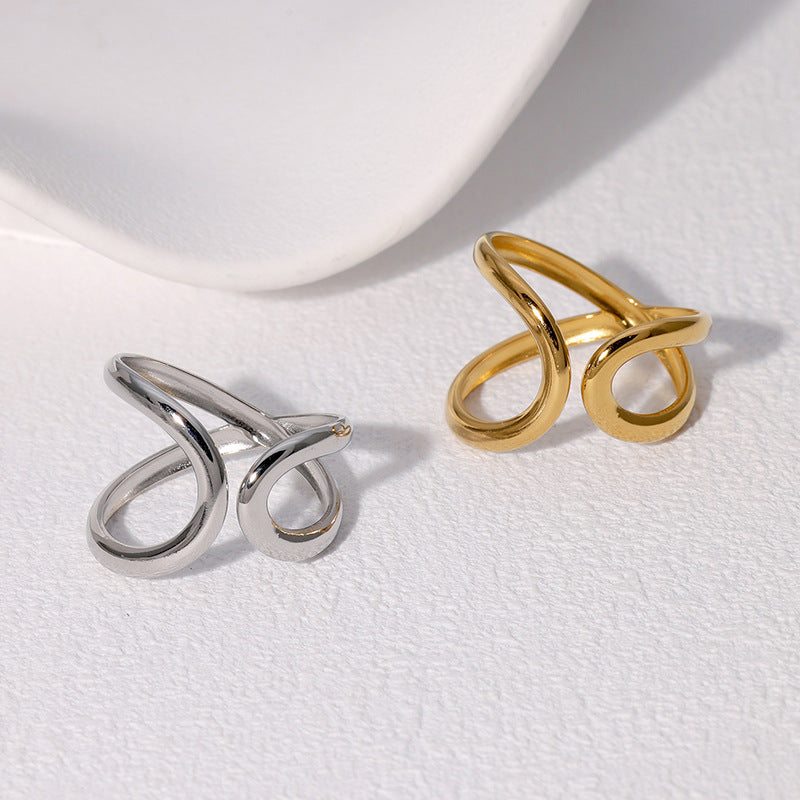 Geometric Asymmetric Minimalistic Personalized Advanced Sense Gold-plated Open Ring Weloria