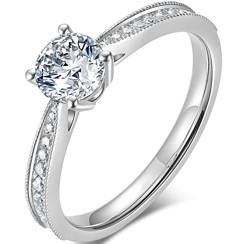 Classic Four-claw Ring 1 Karat Eight Hearts And Eight Arrows Zircon Affordable Luxury Fashion Weloria