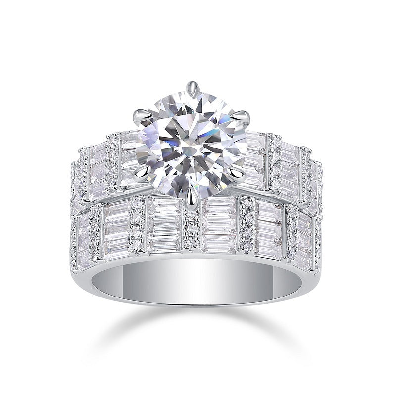 Vanilla - A Fashionable And Luxurious Jewelry Piece Set With 3-carat Moissanite S925 Sterling Silver And Platinum-plated Diamond Weloria