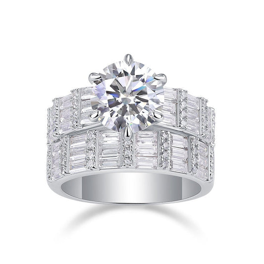 Vanilla - A Fashionable And Luxurious Jewelry Piece Set With 3-carat Moissanite S925 Sterling Silver And Platinum-plated Diamond Weloria