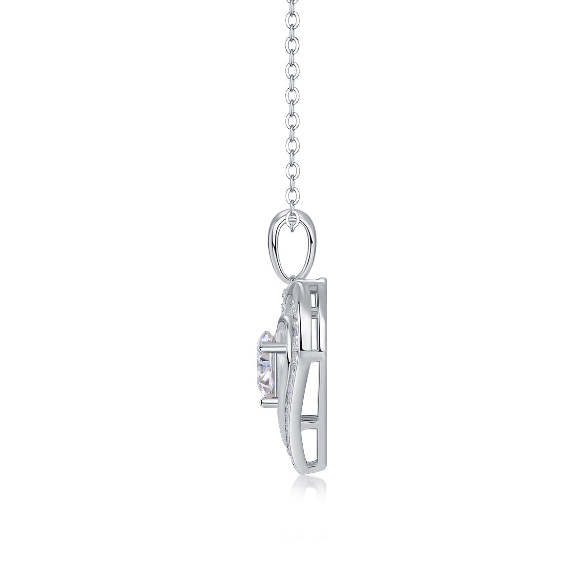 Heart-to-heart Connection - A Fashionable And Luxurious Diamond Jewelry Pendant Set With 1-carat Moissan Diamond S925 Sterling Silver And Platinum Plating Weloria