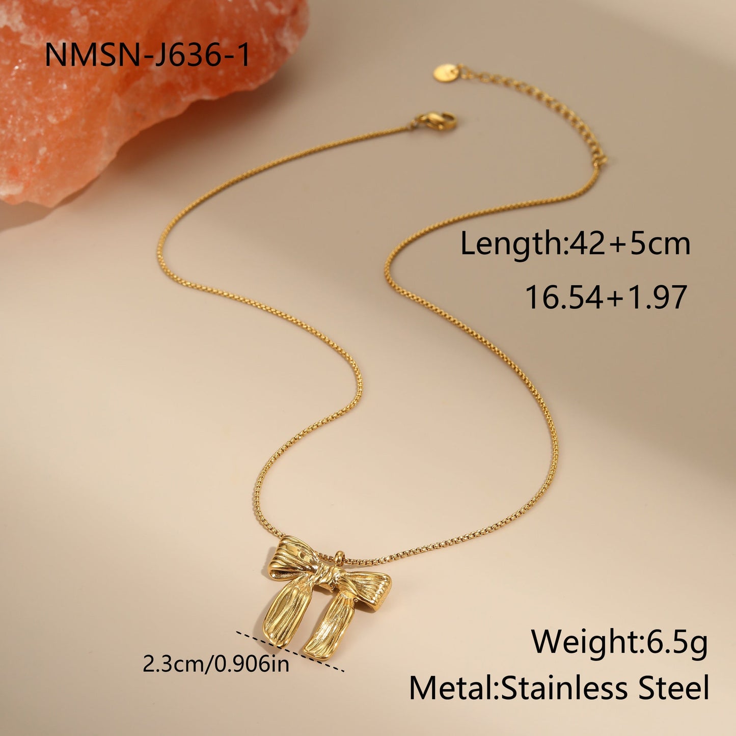Bow Stainless Steel Necklace Gold-plated Design Light Luxury Weloria
