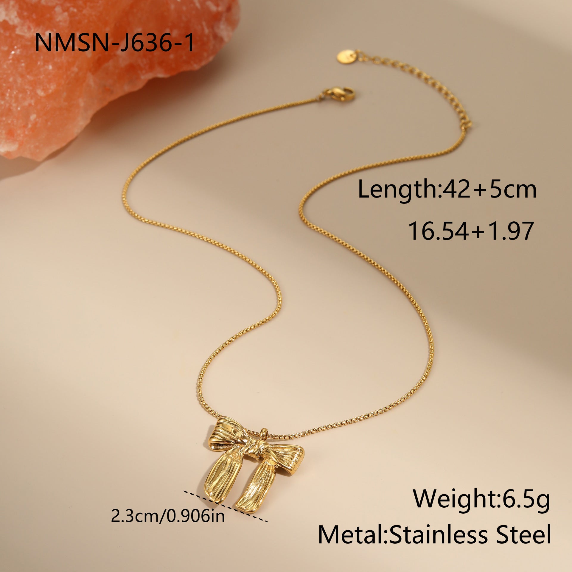 Bow Stainless Steel Necklace Gold-plated Design Light Luxury Weloria