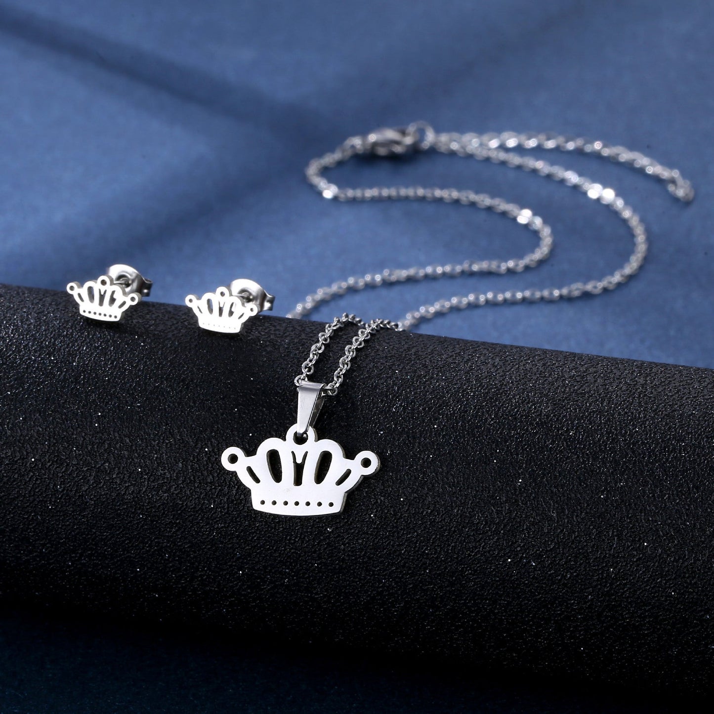 Stainless Steel Necklace Ear Stud Combination Suit Weloria