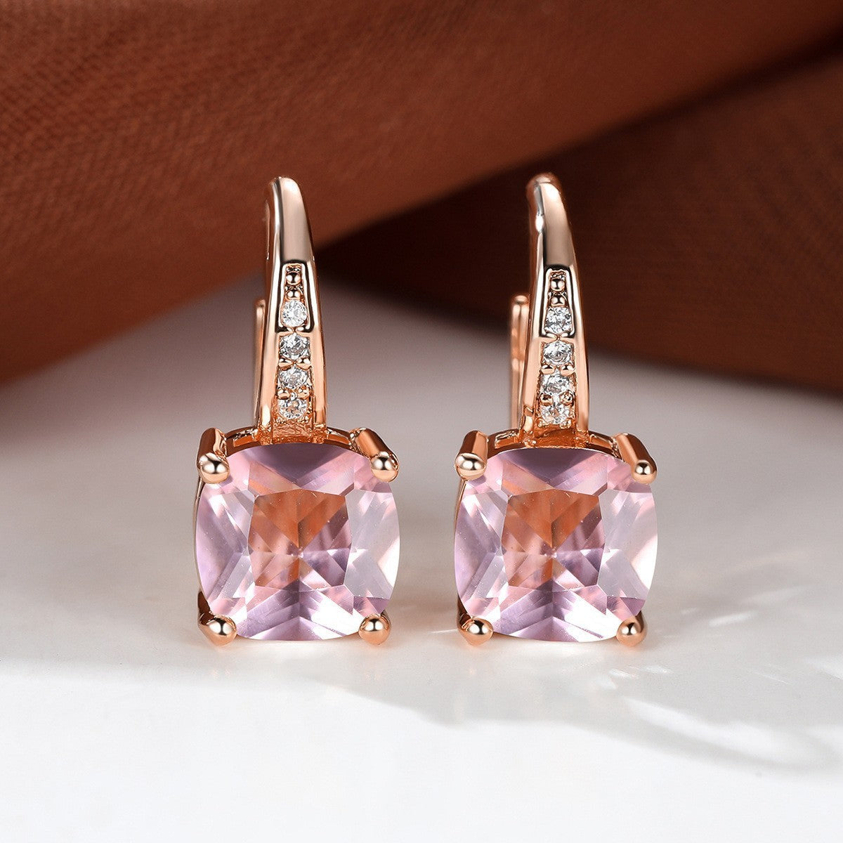 Square Zircon Inlaid Ear Hook Korean Style Fashion All-matching Weloria