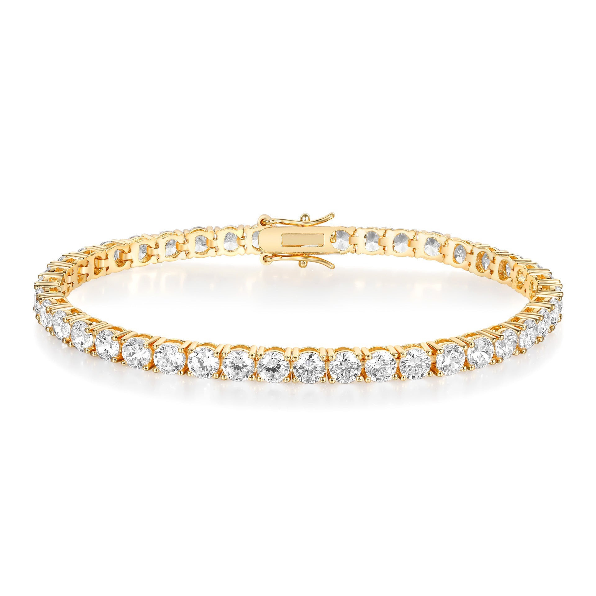 Classic 18K Gold Electroplated Zircon High-grade Tennis Full Diamond Personality Bracelet Weloria