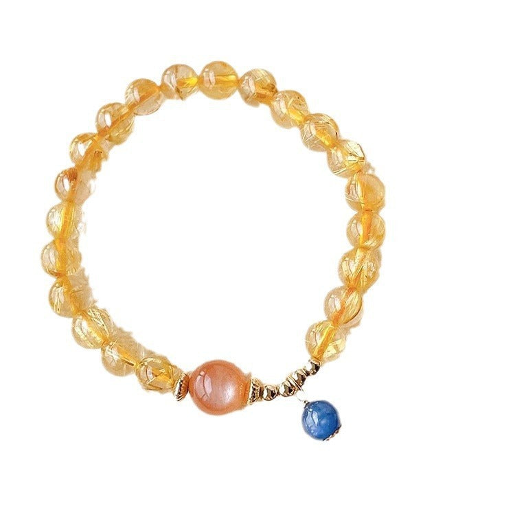 Natural Gold Rutilated Quartz Sunstone Bracelet Weloria