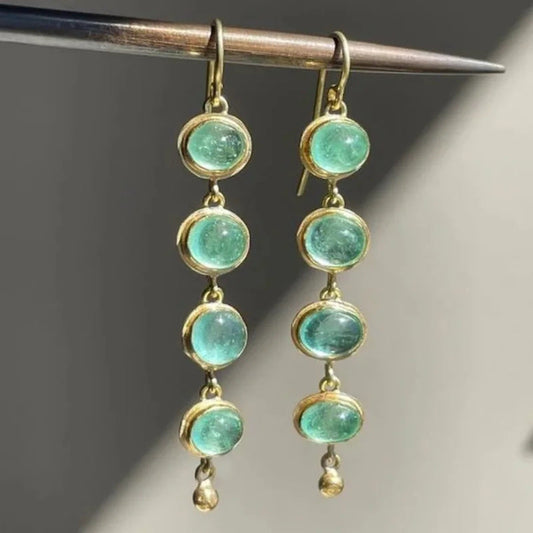 Fashion Geometric Trend Multi-layer Elegant Natural Stone Tassel Earrings Weloria