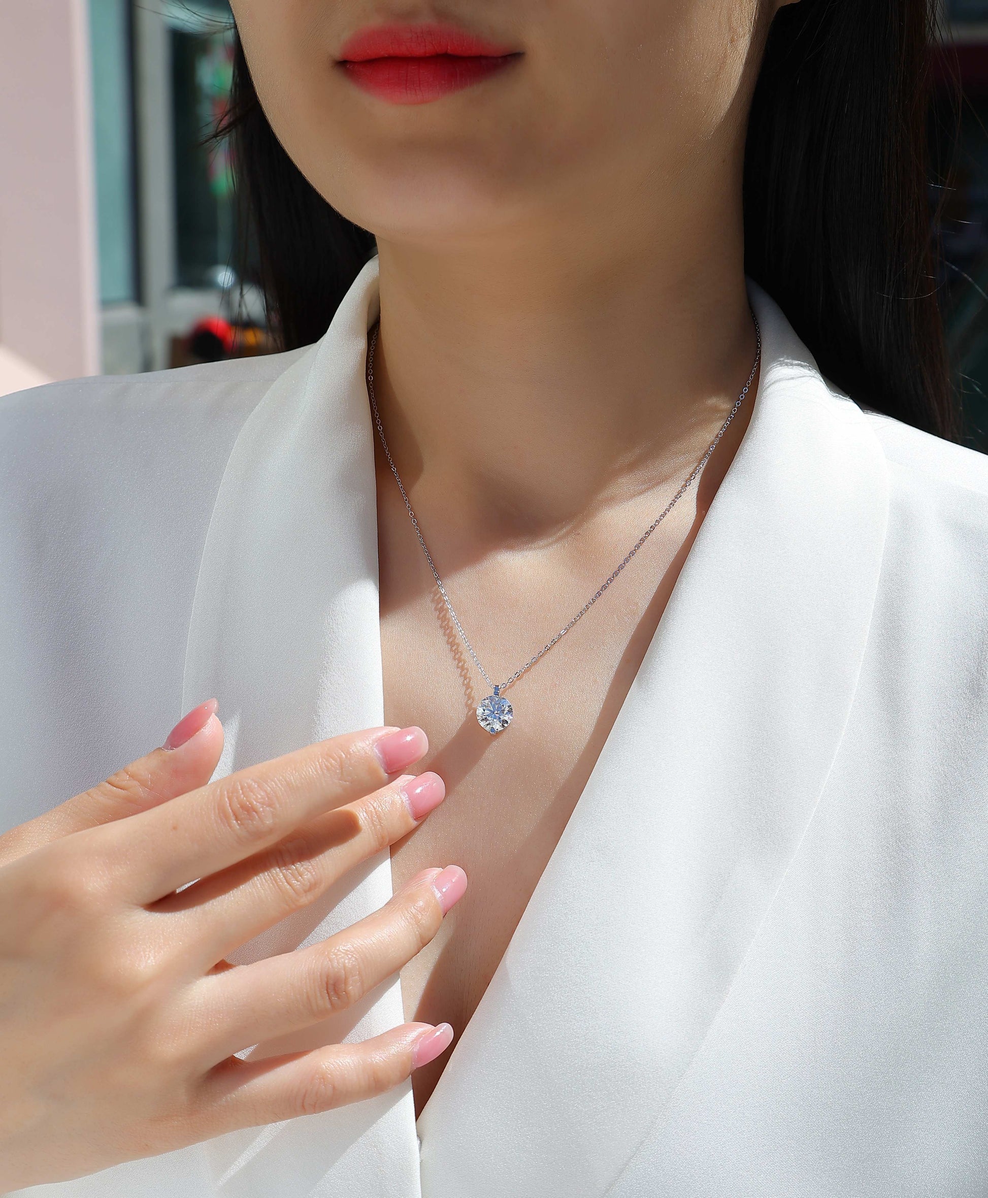 Time Lasts - A Fashionable And Luxurious Diamond Jewelry Pendant Set With 2-carat, 3-carat And 5-carat Moissan Diamonds, S925 Sterling Silver And Platinum Plating Weloria