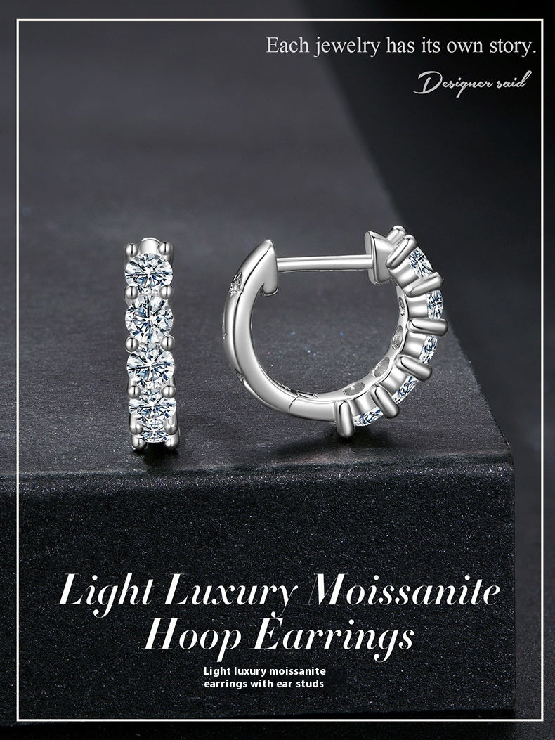 Silver Ziyun New Shining Single Row Light Luxury Moissanite Ear Clip Women Weloria