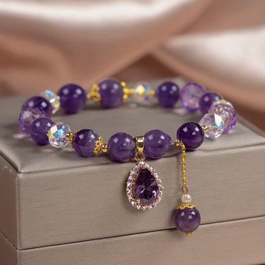 Design Natural Amethyst Purse Bracelet Weloria