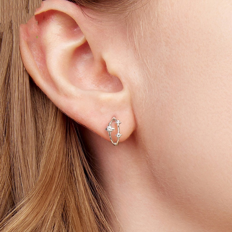 Simple S925 Sterling Silver Eight-pointed Stars Ear Clip Earrings Weloria