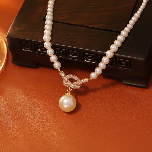 Affordable Luxury Fashion Knotted Pearl Pendant Necklace Weloria