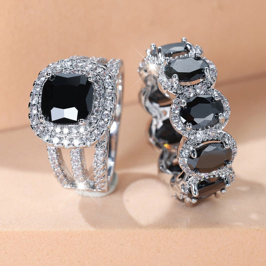 Egg-shaped Full Circle Micro Inlaid Zircon Ring Set Weloria