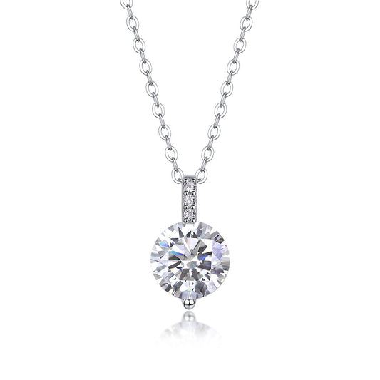 A Lifetime Of Brilliance - A Fashionable And Luxurious Diamond Jewelry Pendant Set With 2-carat Moissanite S925 Sterling Silver And Platinum Plating Weloria