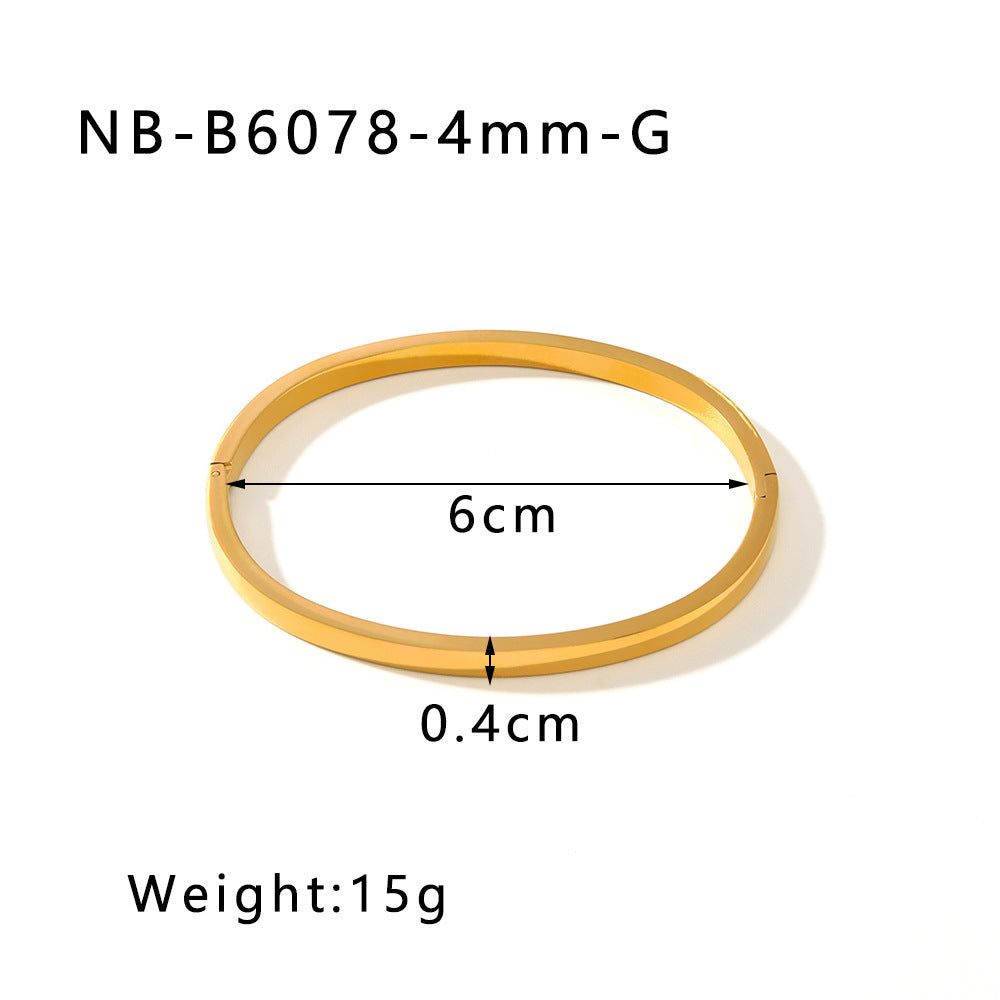 Fashionable All-match Stainless Steel Gold-plated Glossy Bracelet Does Not Fade Weloria