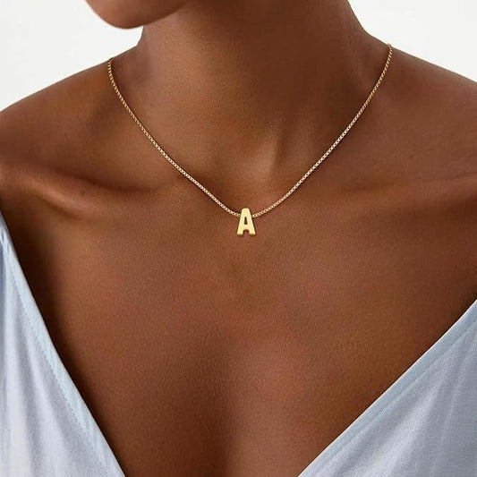Stainless Steel A- Z Pendant Necklace 26 Letter Necklace Elegant Graceful Weloria