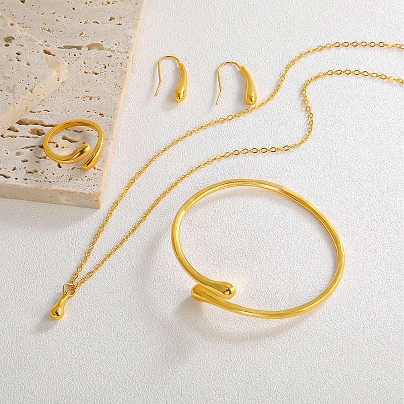 Water Drop Suit Simple Daily Fashion Necklace Earrings Bracelet Ring Suit Weloria