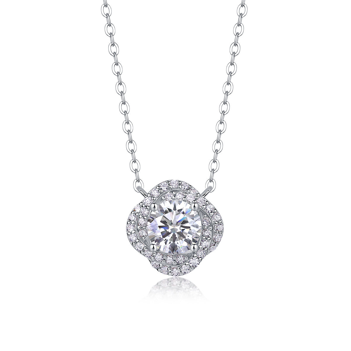 Lucky Flower - A Fashionable And Luxurious Diamond Jewelry Pendant Set With 1-carat Moissanite S925 Sterling Silver And Platinum Plating Weloria