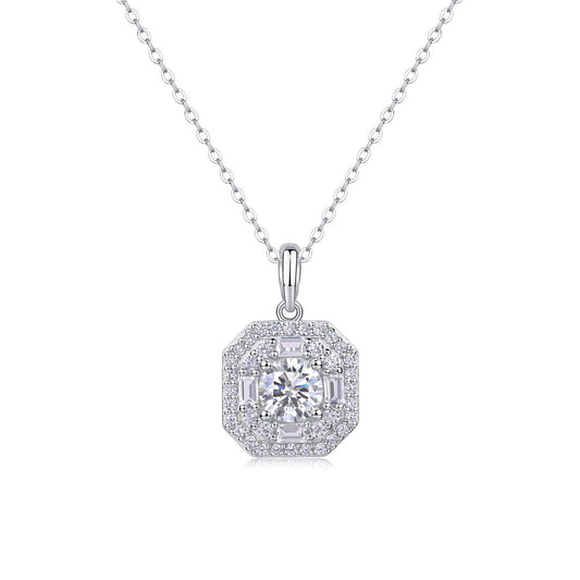 Small Square Bag - A Fashionable And Luxurious Diamond Jewelry Piece Set With 1-carat Moissan Diamond S925 Sterling Silver And Platinum-plated Pendant Weloria