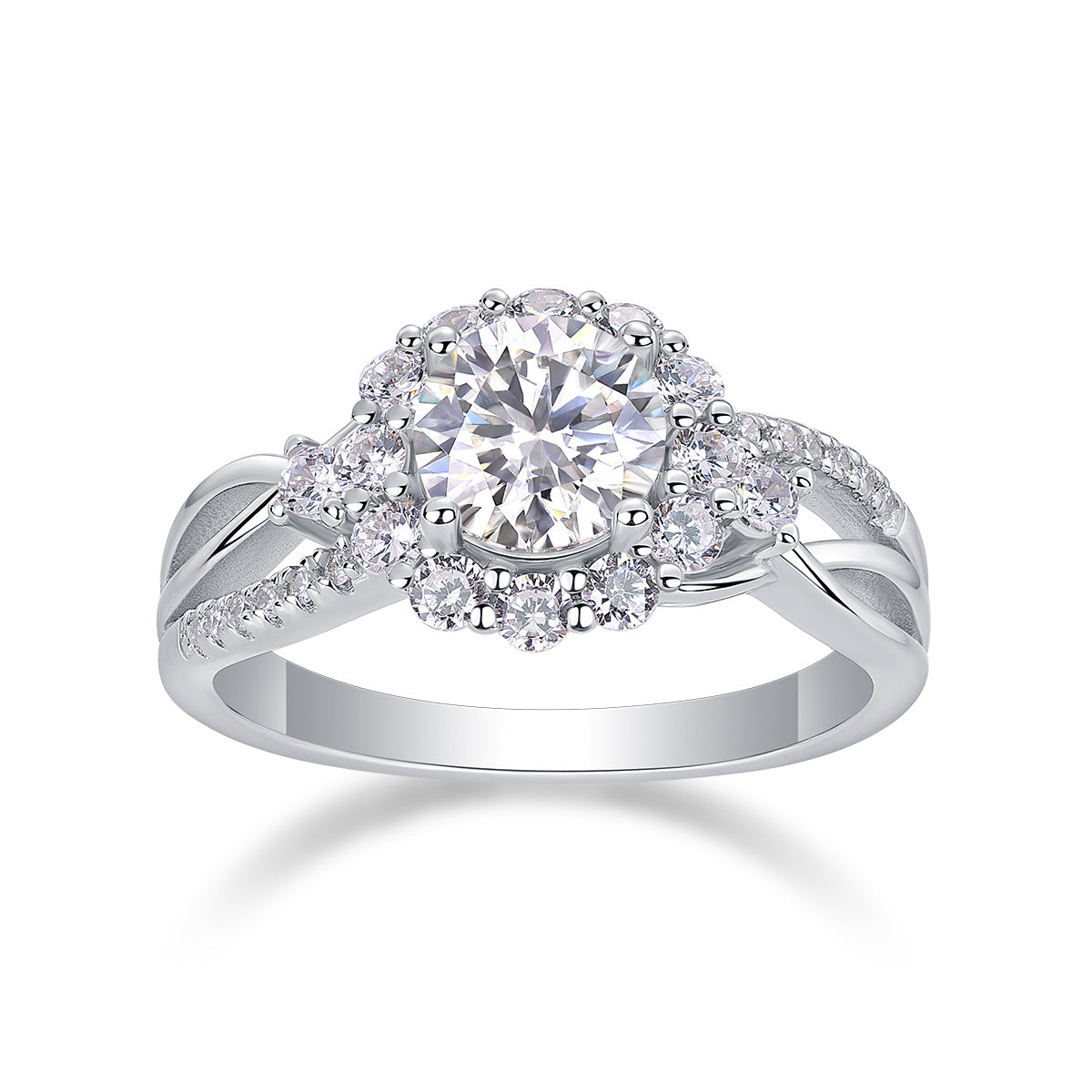 Snow Lotus - A Fashionable And Luxurious Jewelry Piece Set With 2-carat Moissanite S925 Sterling Silver And Platinum-plated Diamond Weloria