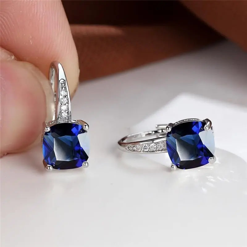 Square Zircon Inlaid Ear Hook Korean Style Fashion All-matching Weloria