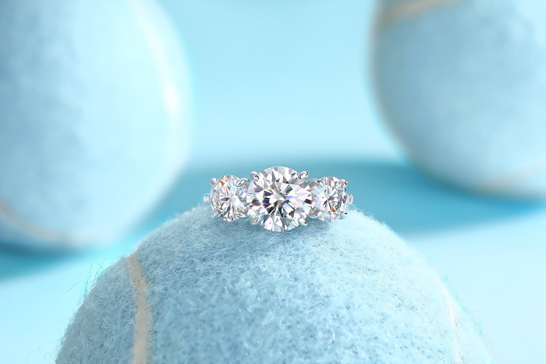 Three Shining Stars - A Fashionable And Luxurious Jewelry Piece Set With 3-carat Moissanite S925 Sterling Silver And Platinum-plated Diamond Weloria