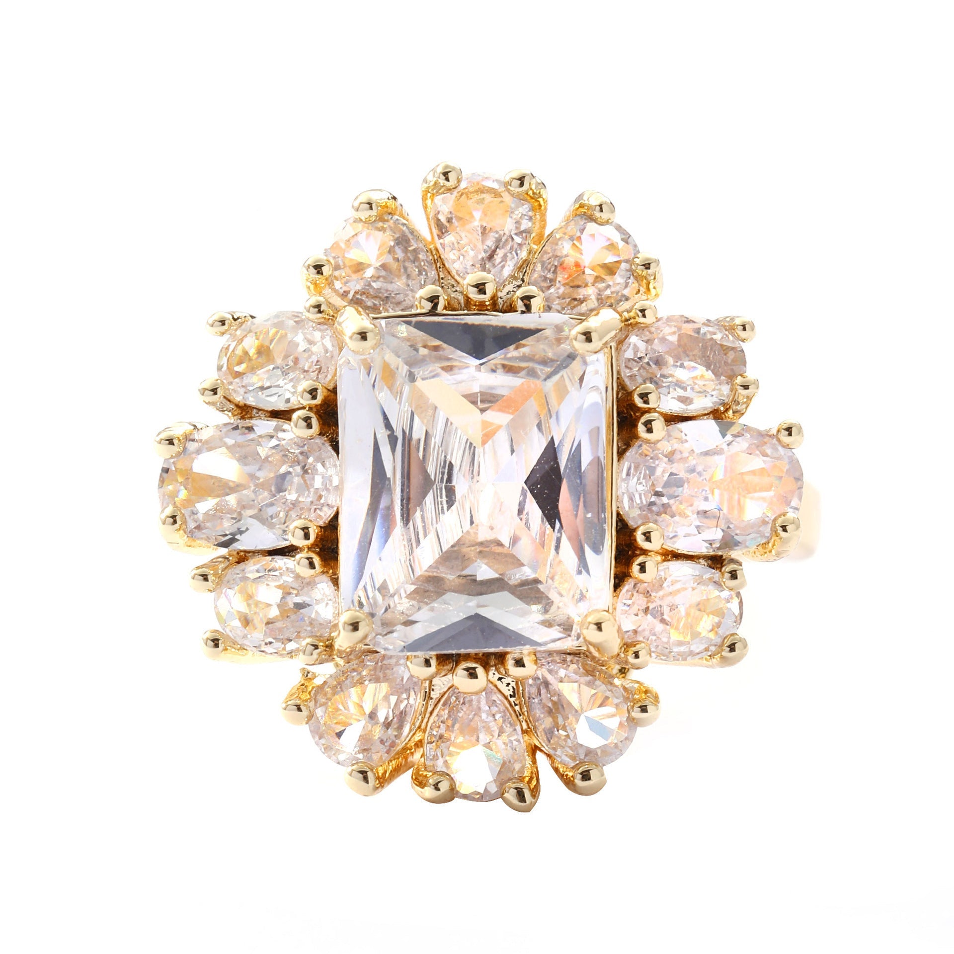 Copper Inlaid Zircon Square Ring Exquisite Temperament Entry Lux High Sense Weloria