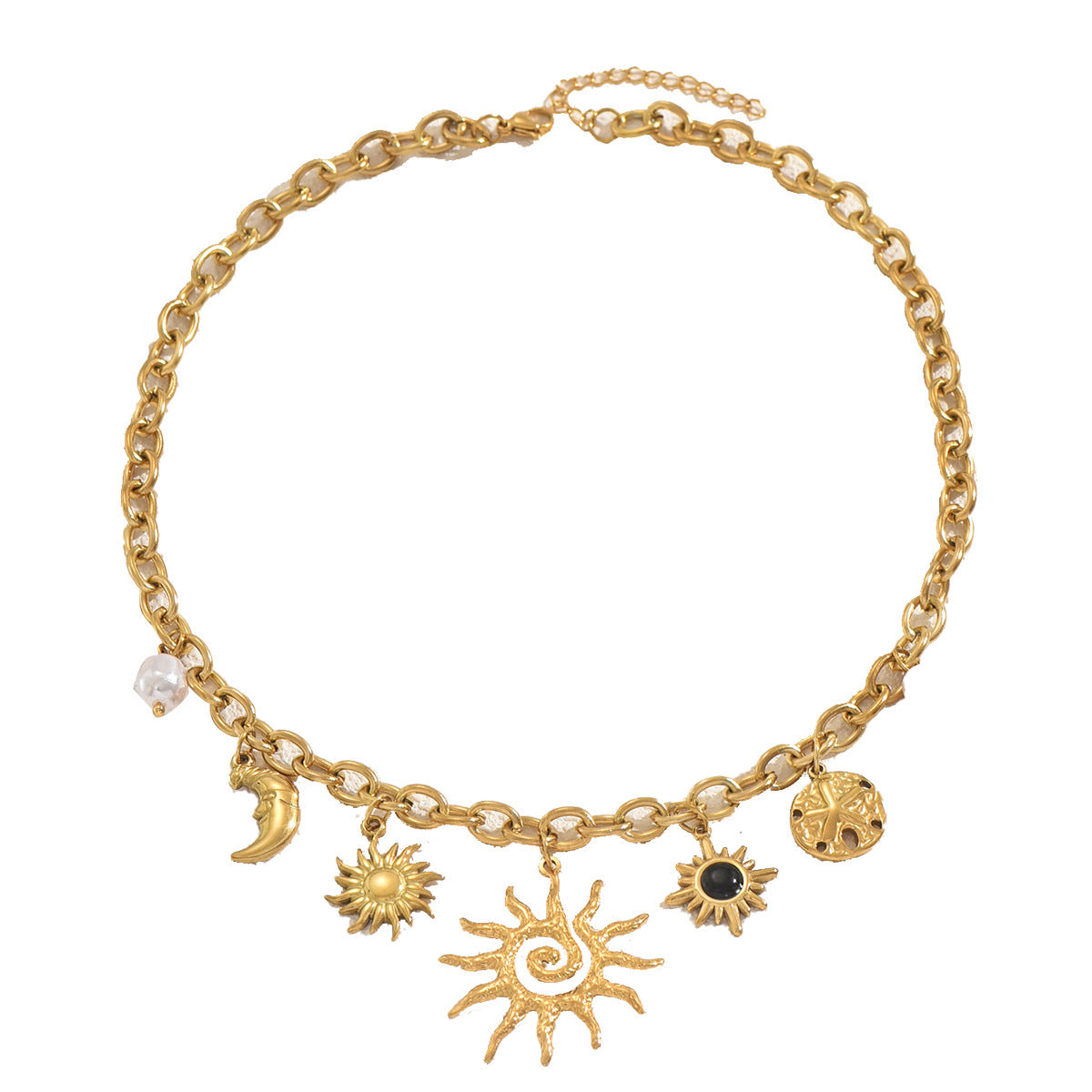 Fashion European And American Style SUNFLOWER Design Jeweled Pendant Clavicle Chain Weloria