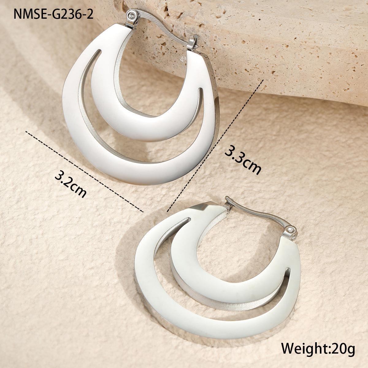 Metallic French Earrings Gold Plated Geometric Minimalist All-match Weloria