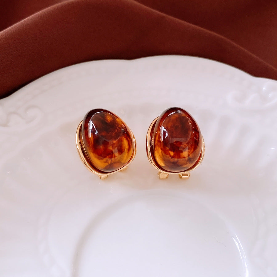 Amber Water Drop Ear Studs Ear Clip Weloria