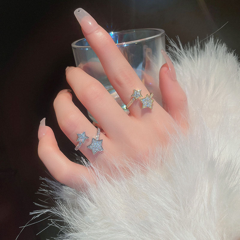 Cold Style Zircon Star Open-end Ring Fashion All-match Bracelet For Women Weloria