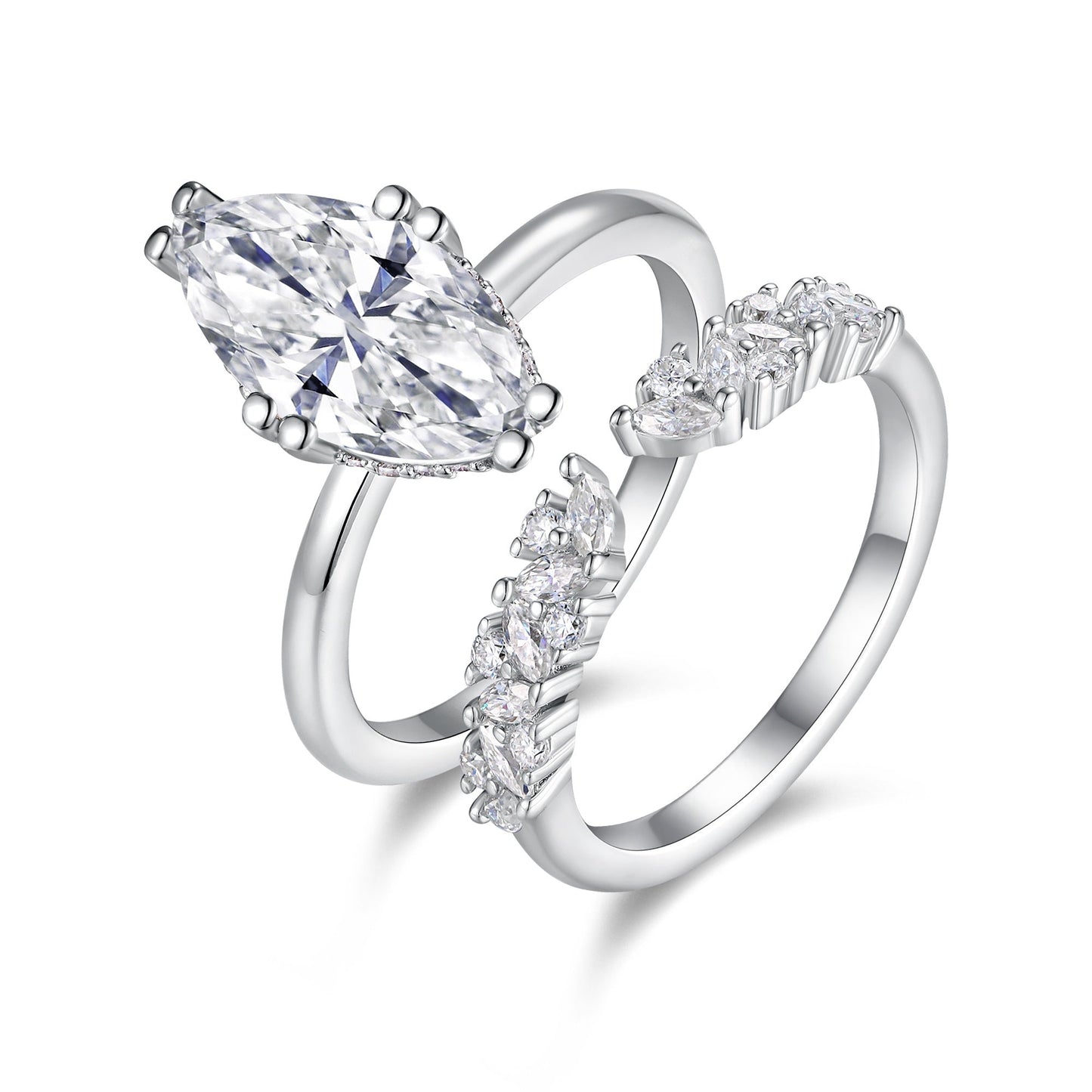 Star Eyes - Fashionable Men's And Women's Ring And Ring Jewelry Set With Moissanite S925 Sterling Silver And Platinum-plated Diamond Weloria
