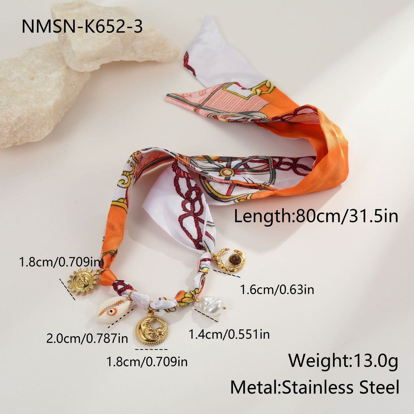 Affordable Luxury Silk Scarf Necklace Stainless Steel Bracelet Vacation Style High Sense Weloria