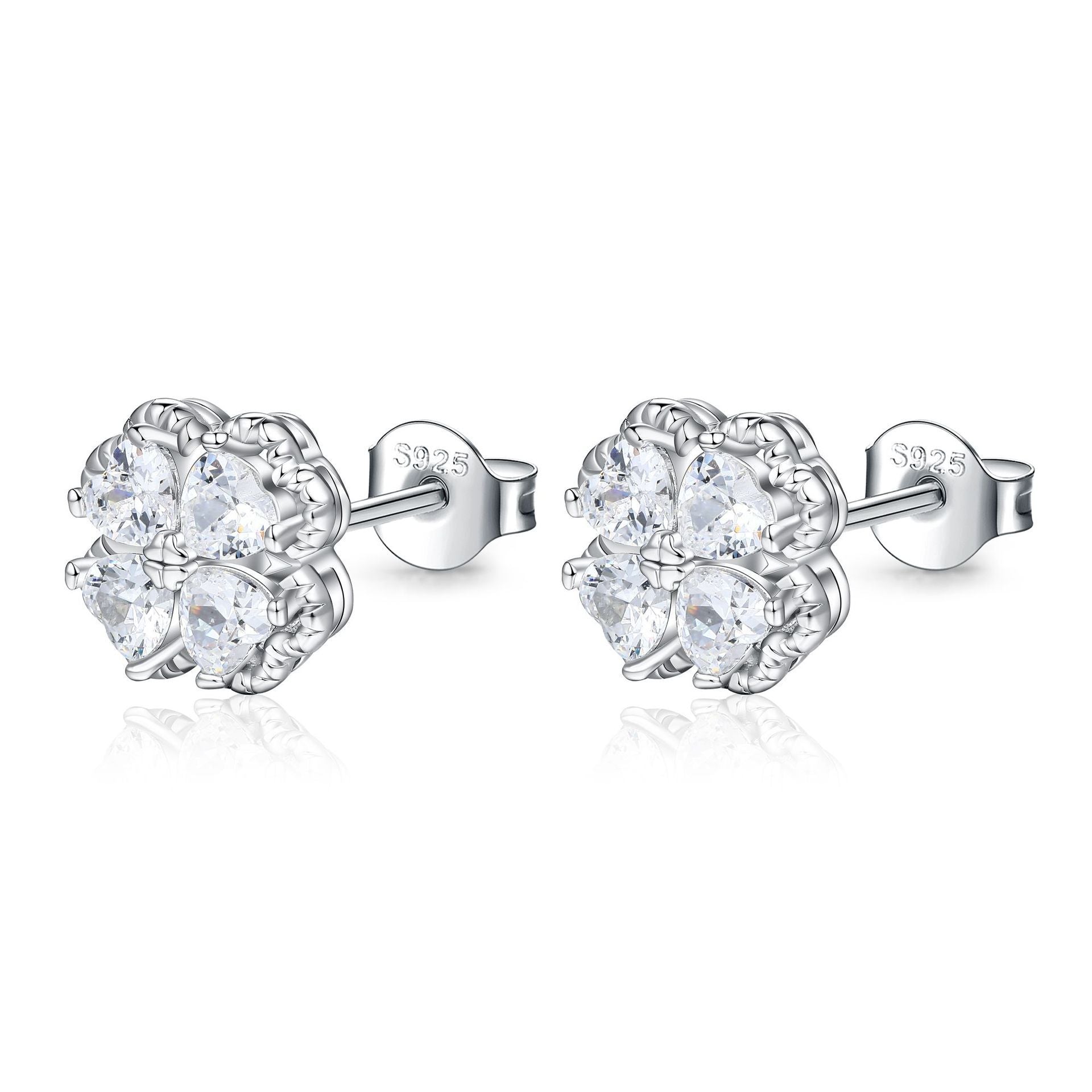 Zeng Yin Four-leaf Clover Ear Team Advanced Sense Love Zircon Earrings Weloria
