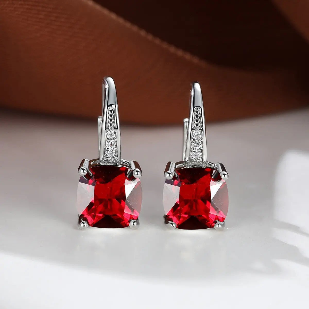 Square Zircon Inlaid Ear Hook Korean Style Fashion All-matching Weloria