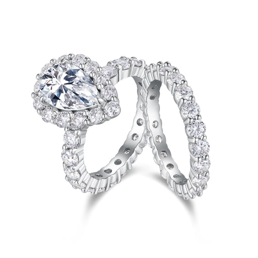 Devoted Dew - Fashionable Men's And Women's Ring And Ring Jewelry Set With Moissanite S925 Sterling Silver And Platinum-plated Diamond. Weloria