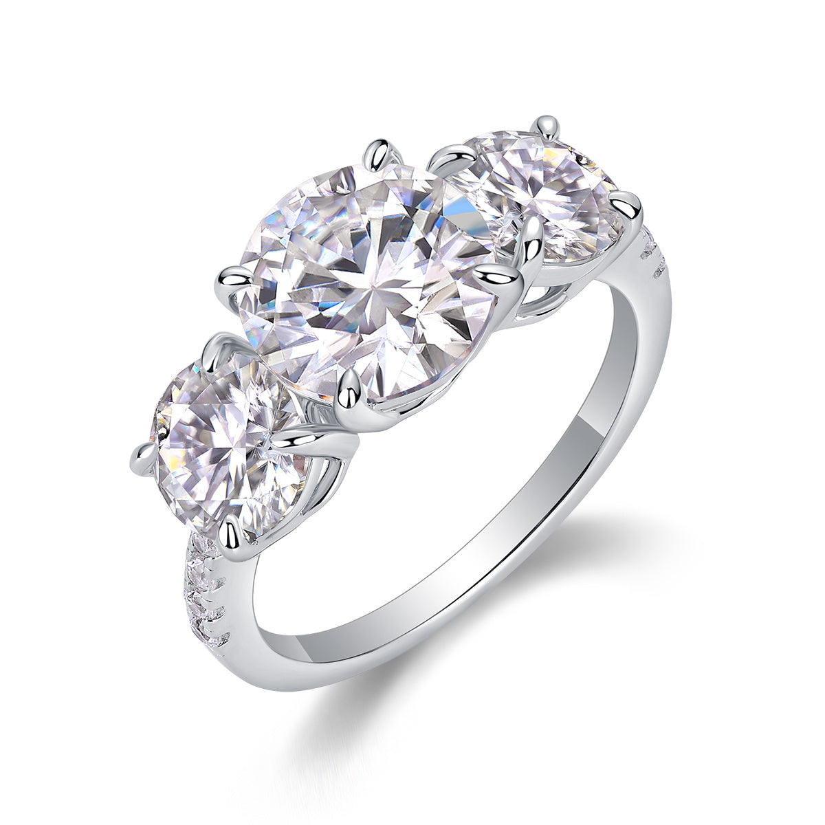 Three Shining Stars - A Fashionable And Luxurious Jewelry Piece Set With 3-carat Moissanite S925 Sterling Silver And Platinum-plated Diamond Weloria