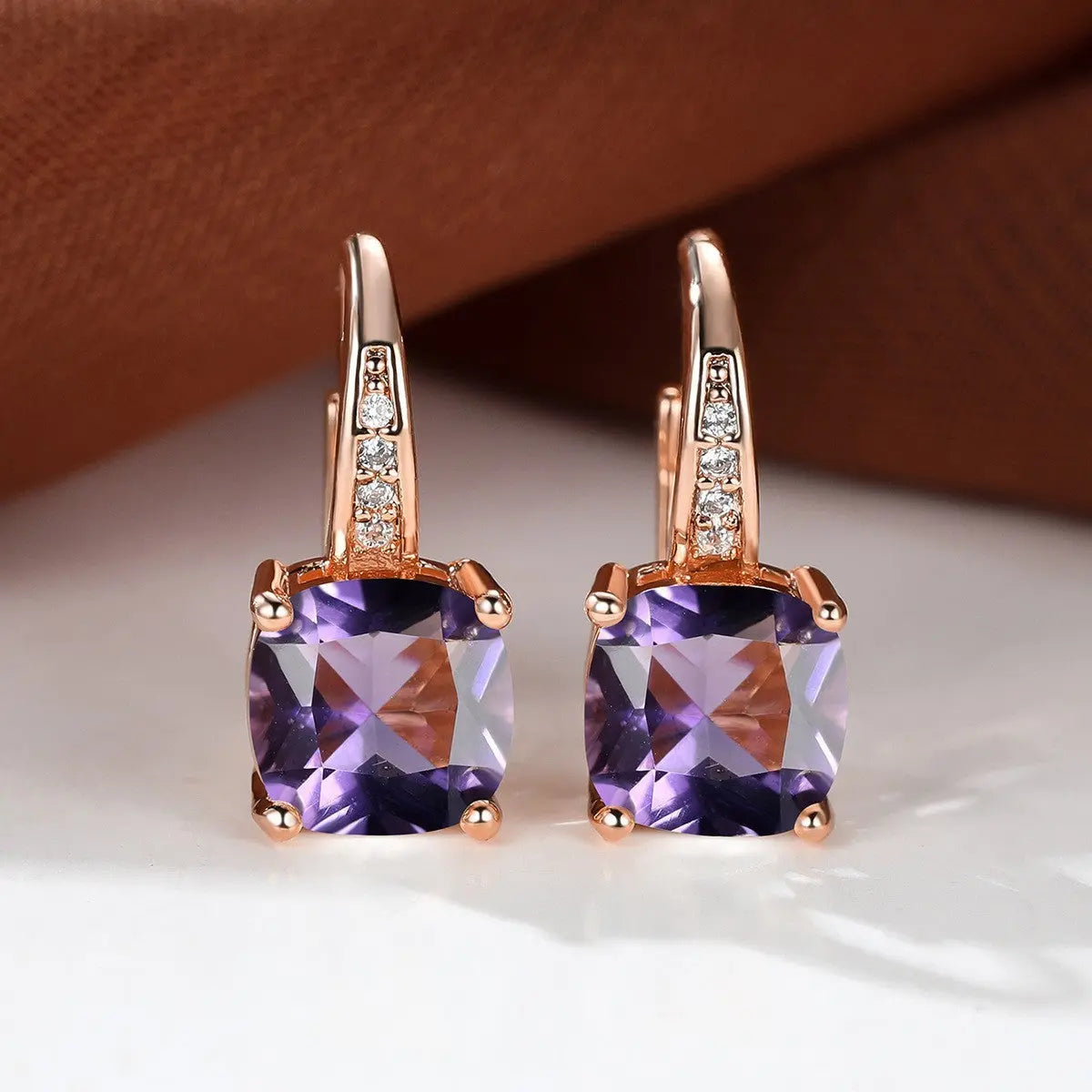 Square Zircon Inlaid Ear Hook Korean Style Fashion All-matching Weloria
