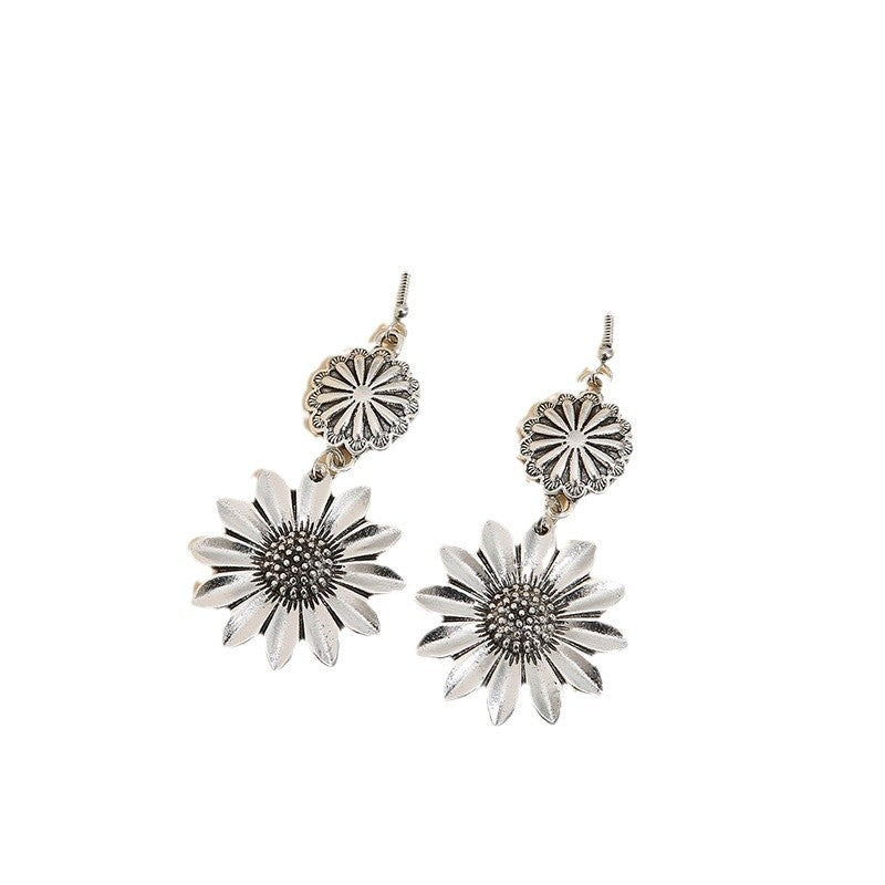 Sunflower Design Hanging Earrings Zinc Alloy Jewelry For Women Weloria