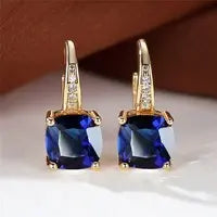 Square Zircon Inlaid Ear Hook Korean Style Fashion All-matching Weloria