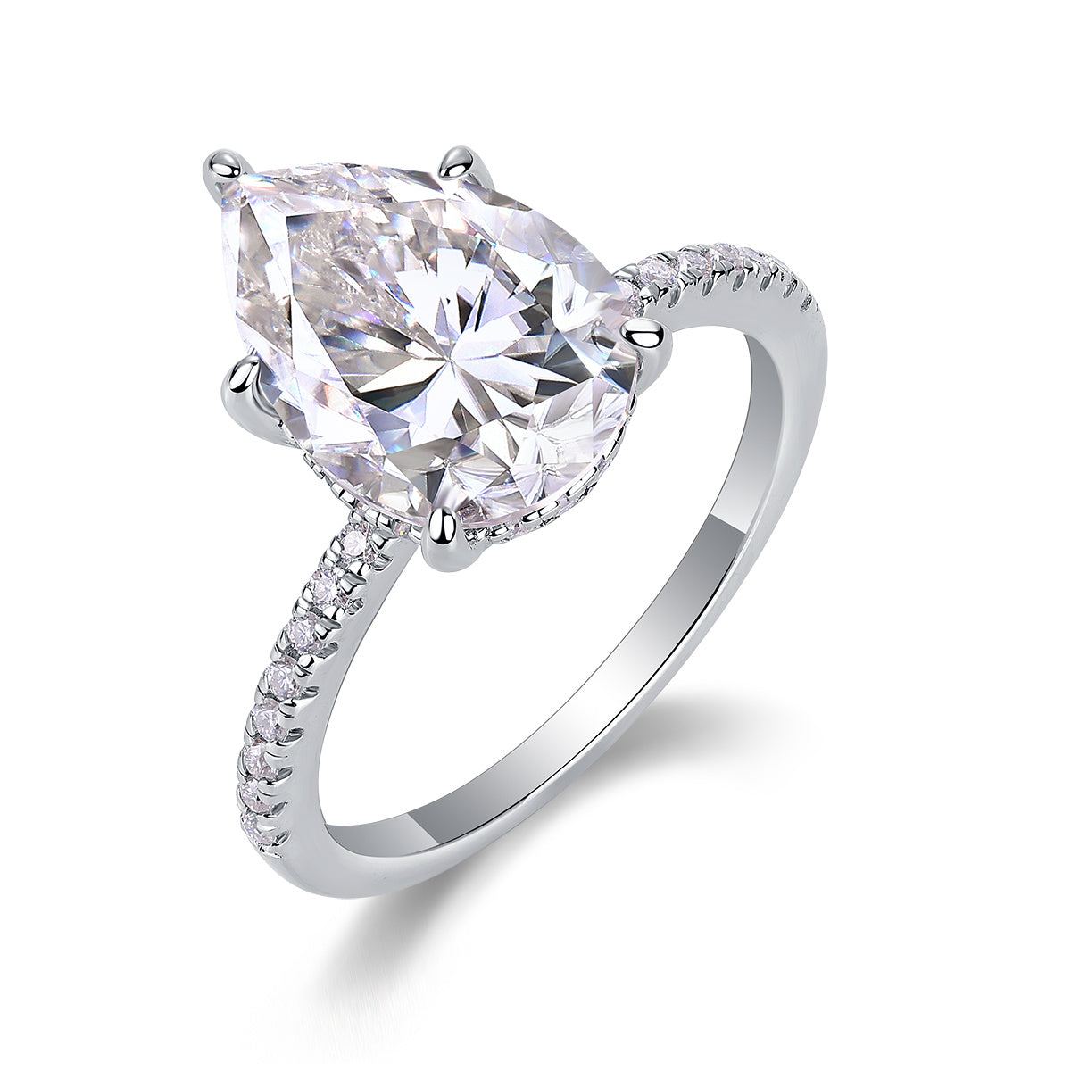 Light And Shadow - A Fashionable Diamond Jewelry Piece Set With Moissanite S925 Sterling Silver And Platinum Diamond Ring Weloria