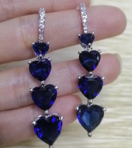 Niche Refined Zircon Love Heart Earrings Female Weloria
