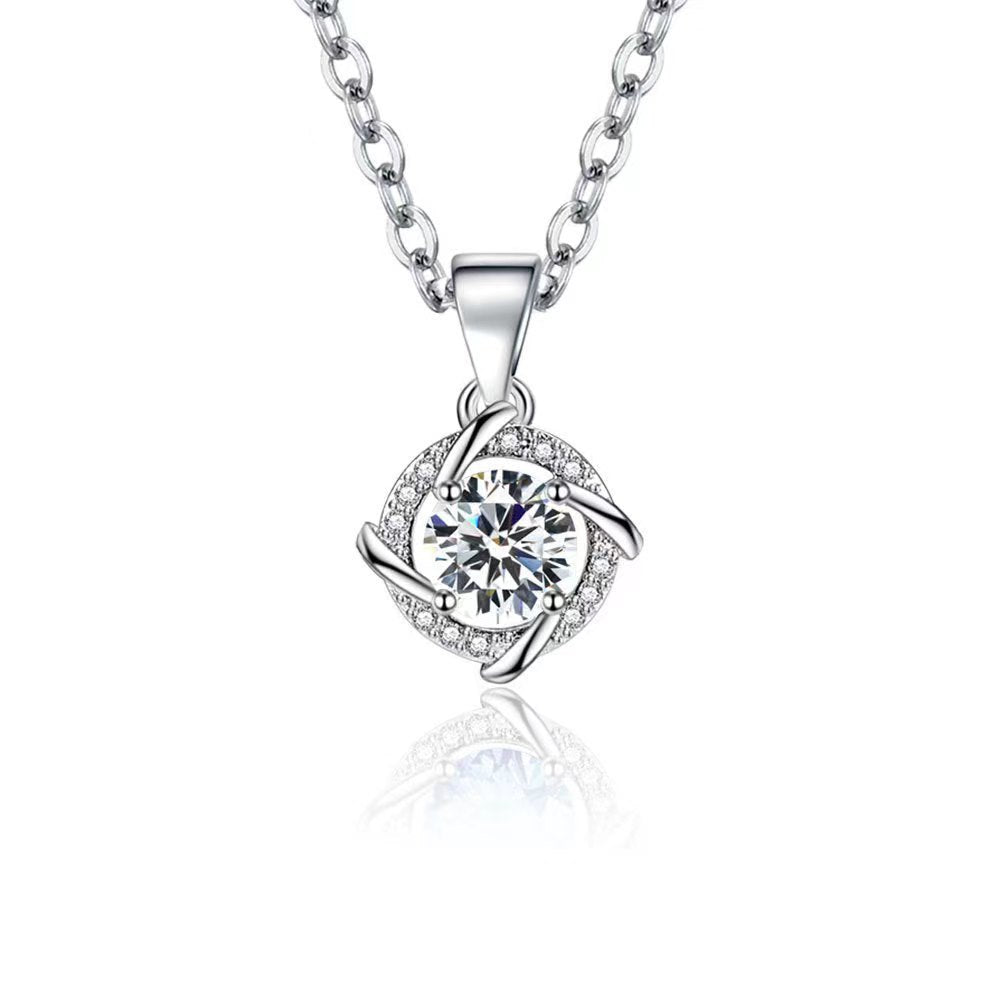 S925 Sterling Silver Windmill Moissanite Necklace Weloria