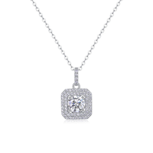 Sugar Diamond - A Fashionable And Luxurious Diamond Jewelry Piece Set With 1-carat Moissanite S925 Sterling Silver And Platinum-plated Pendant Weloria