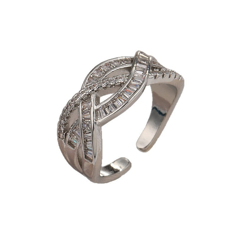 Couple Couple Rings Adjustable Cross Zircon Ring Weloria