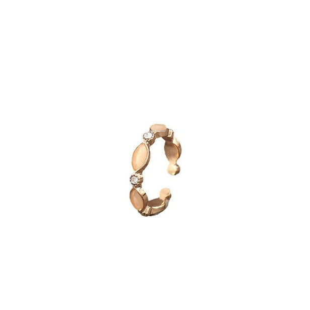 Oval Gemstone Inlaid Alloy Open Adjustable Ring Weloria