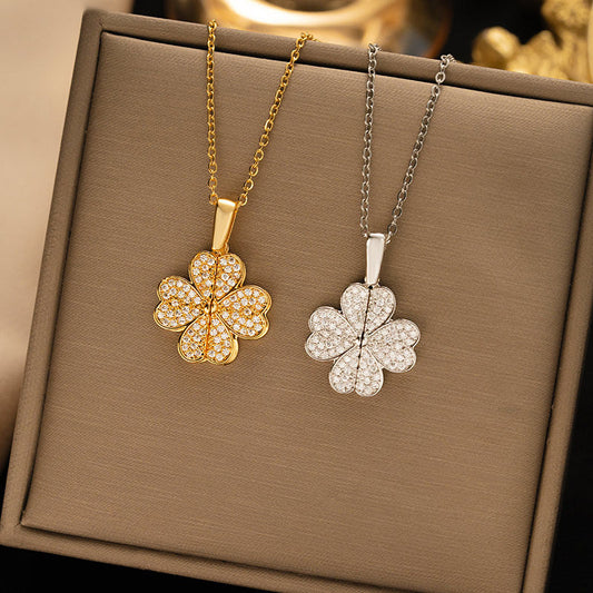 Women's Diamond Clover Necklace Special Interest Light Luxury Weloria