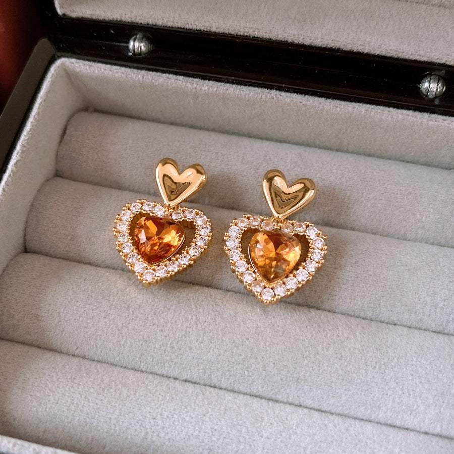 Women's Versatile And Simple Silver Needle Heart-shaped Earrings Weloria
