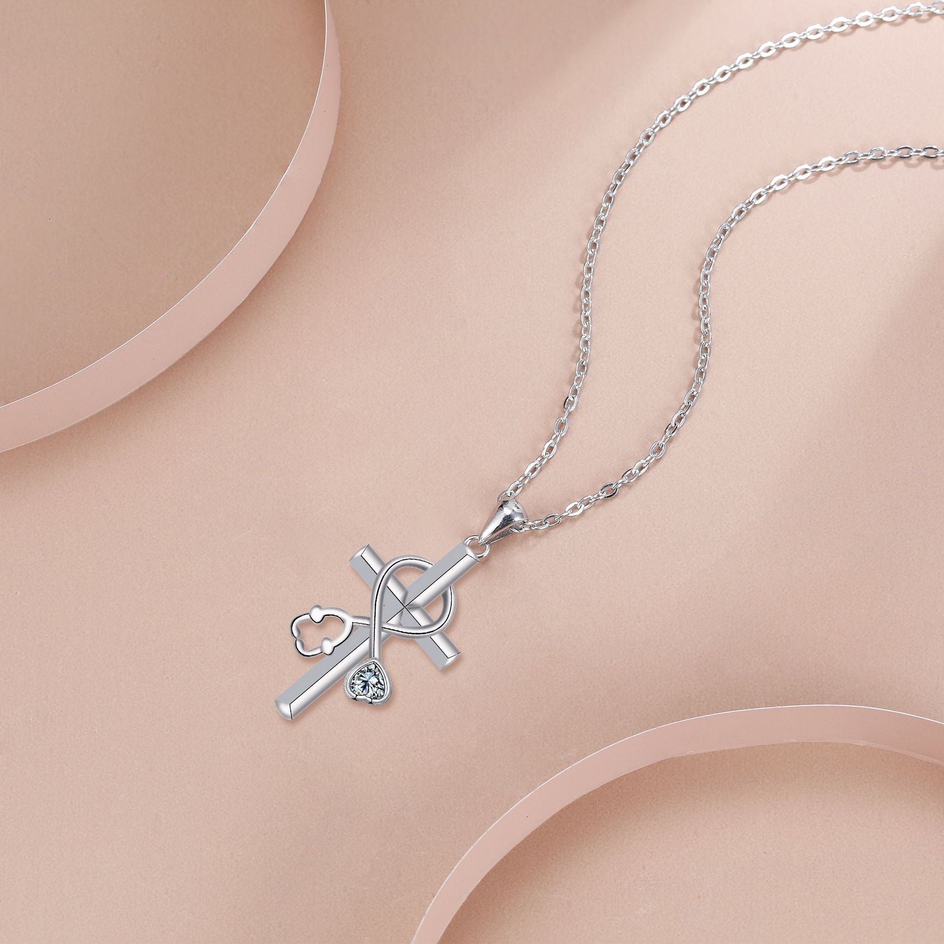 Cross Stethoscope Necklace Niche High Sense Weloria